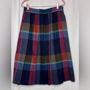 Vintage Plaid Skirt - Blue purple pink - (10)